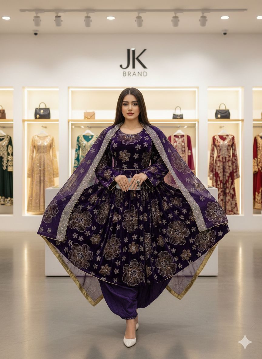 Original 9000 Phoenix Velvet Double Stone Work - Image 7