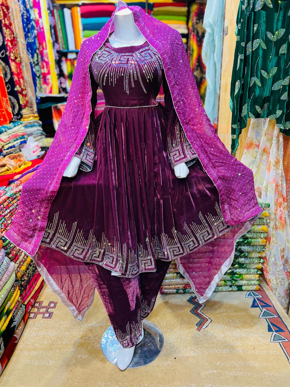 Stone work original 9000 phonenix velvet all colors available - Image 6