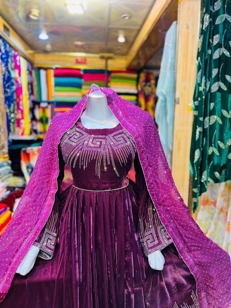 Stone work original 9000 phonenix velvet all colors available - Image 5