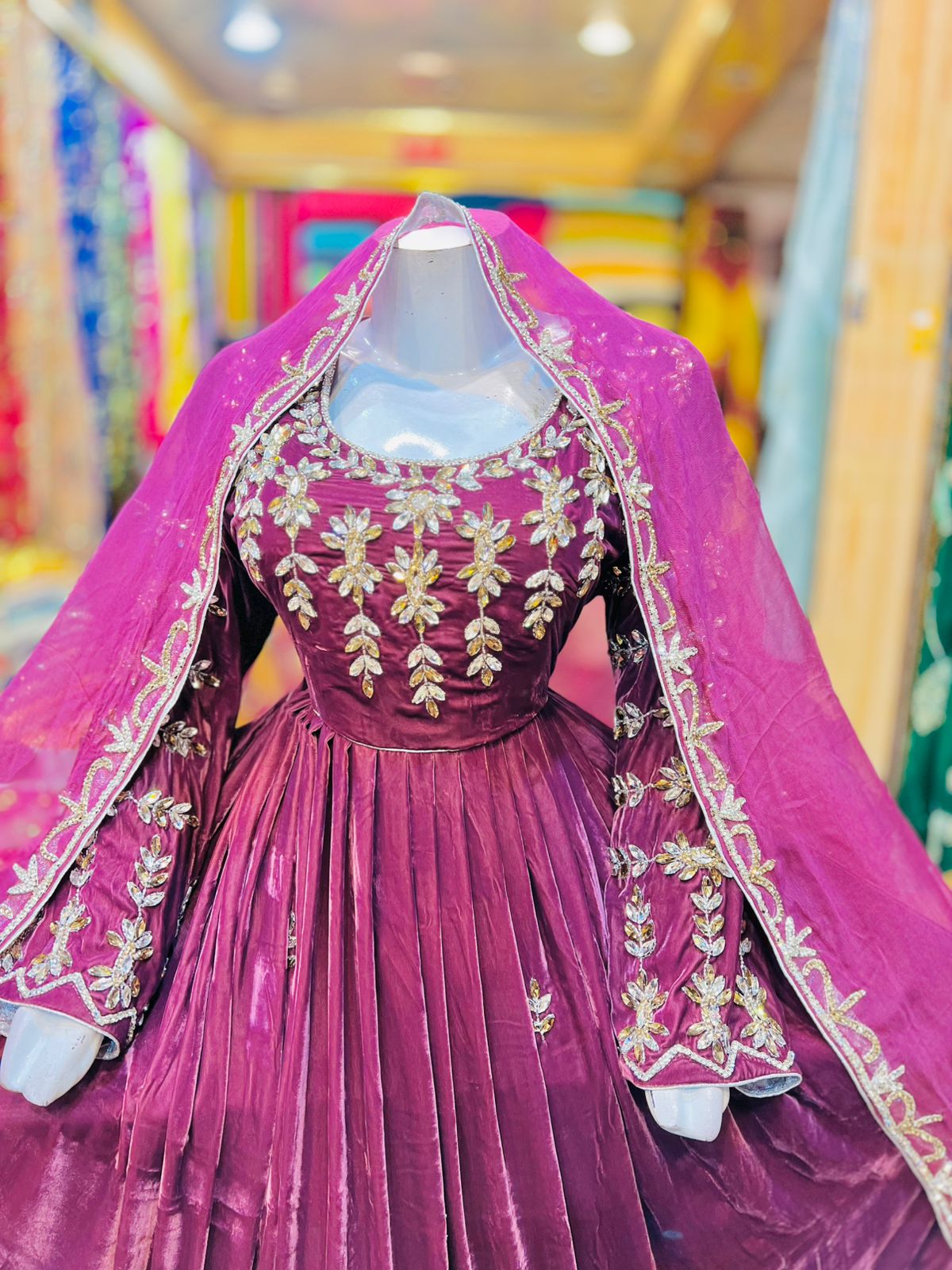 Original 9000 Phoenix Velvet Hand Work Full Diamonds Work - Image 3