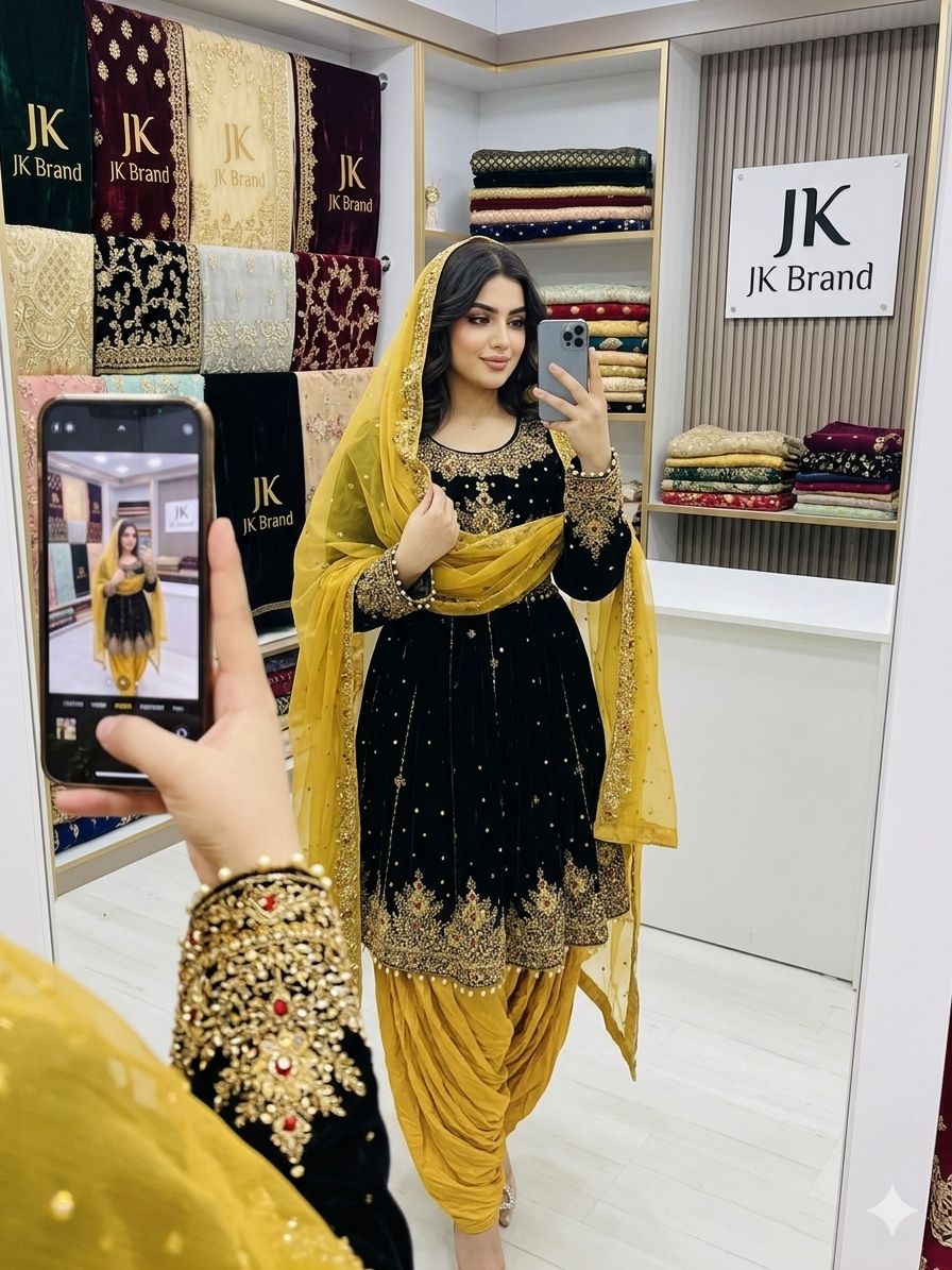 Hand Work Original Silma Contrast Shalwar Dupata - Image 2