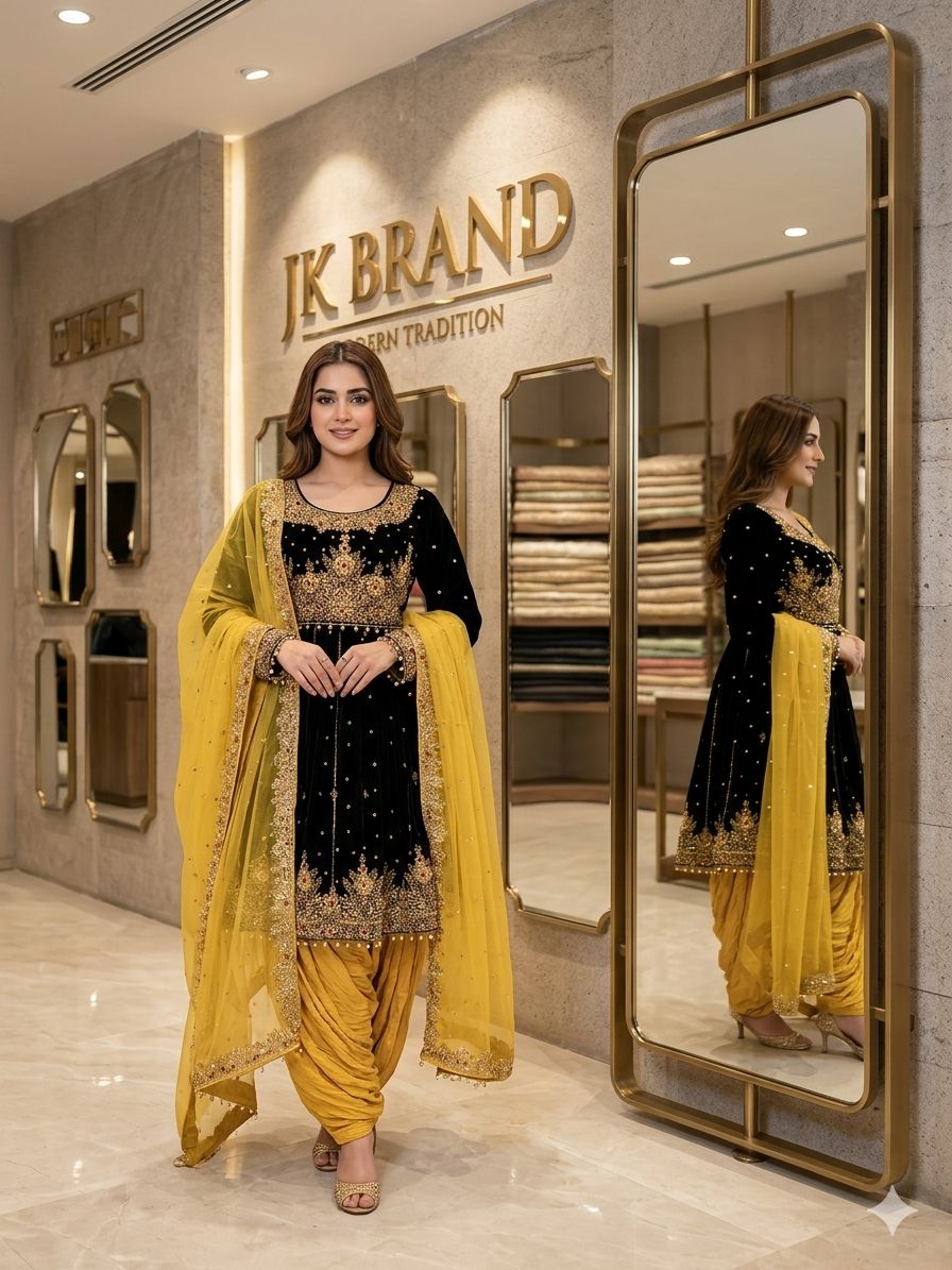 Hand Work Original Silma Contrast Shalwar Dupata - Image 3
