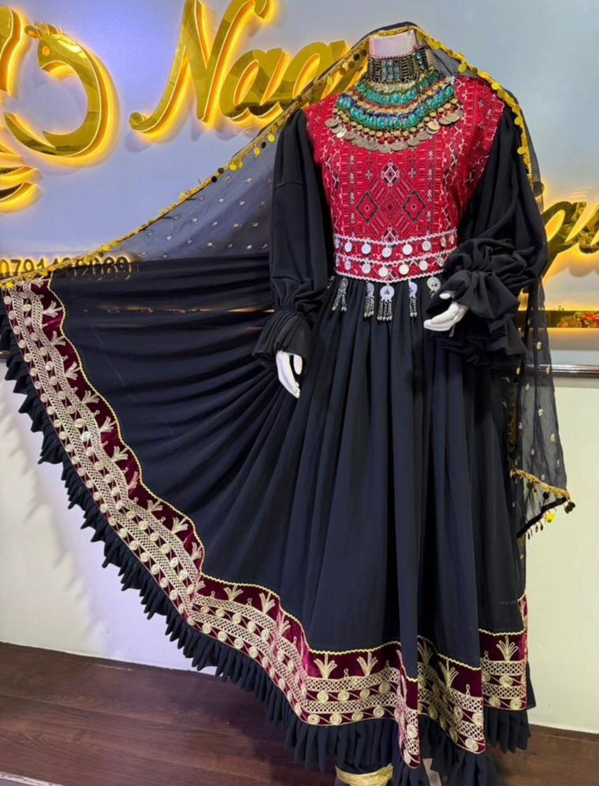 Afghan Traditional Kuchi Bridal Gown - Image 4