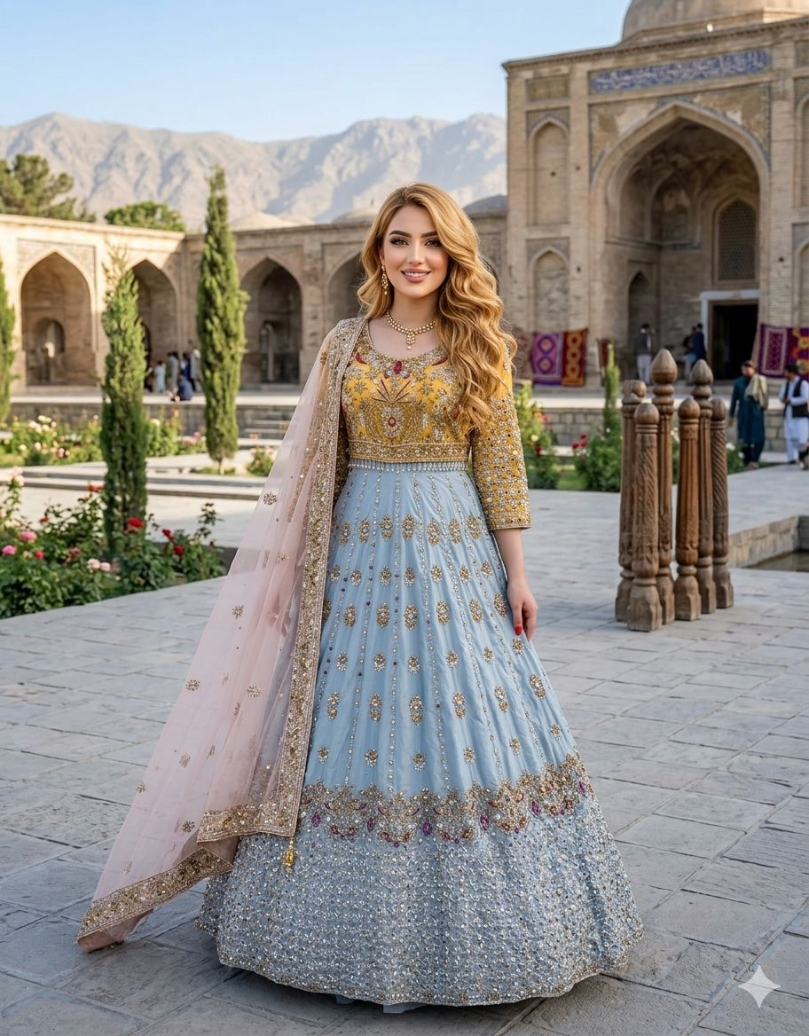 Beautiful Lenga Type Silma Work Afghani Dress - Image 4