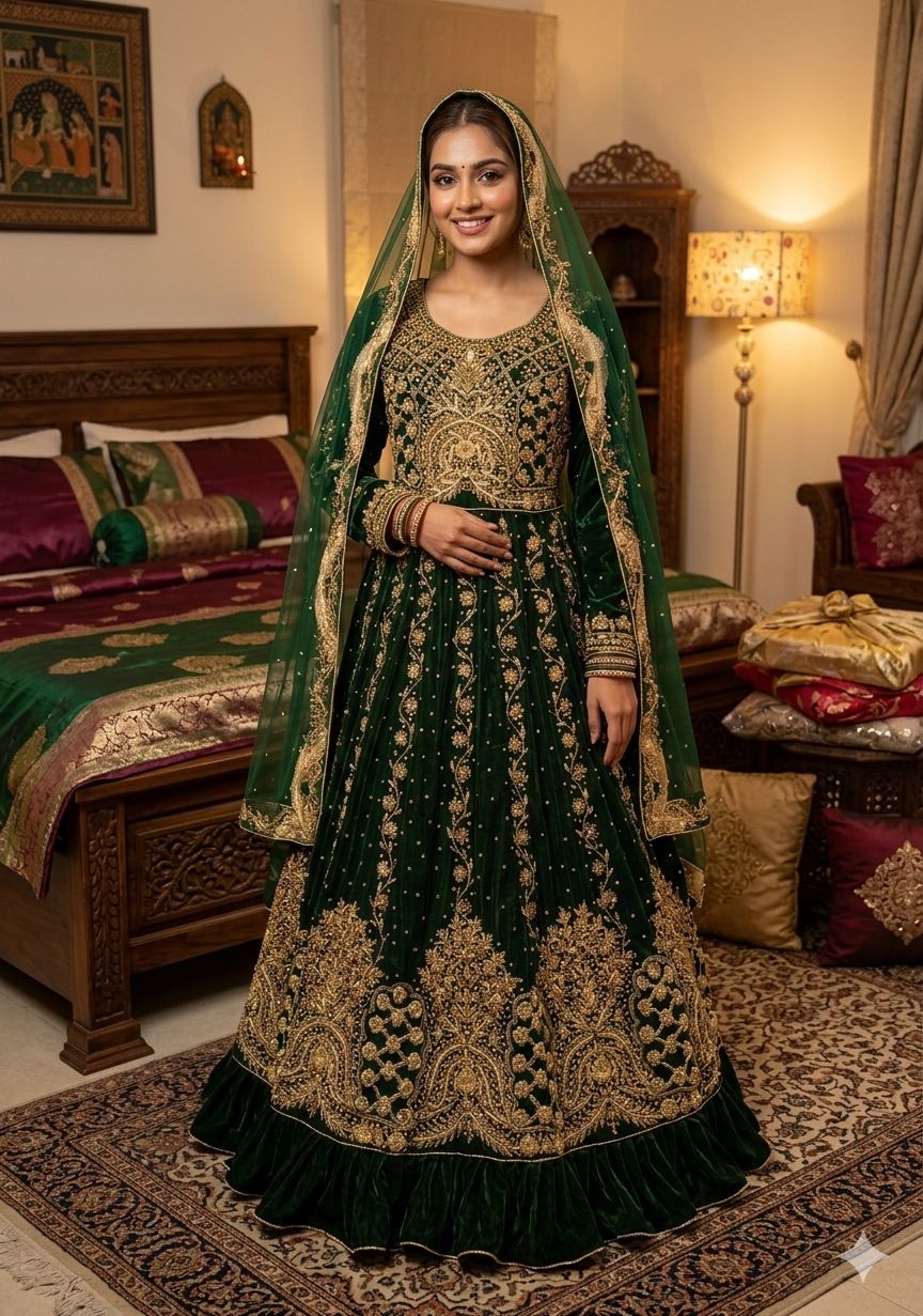 Bride Dress Hand Work Velvet - Image 6