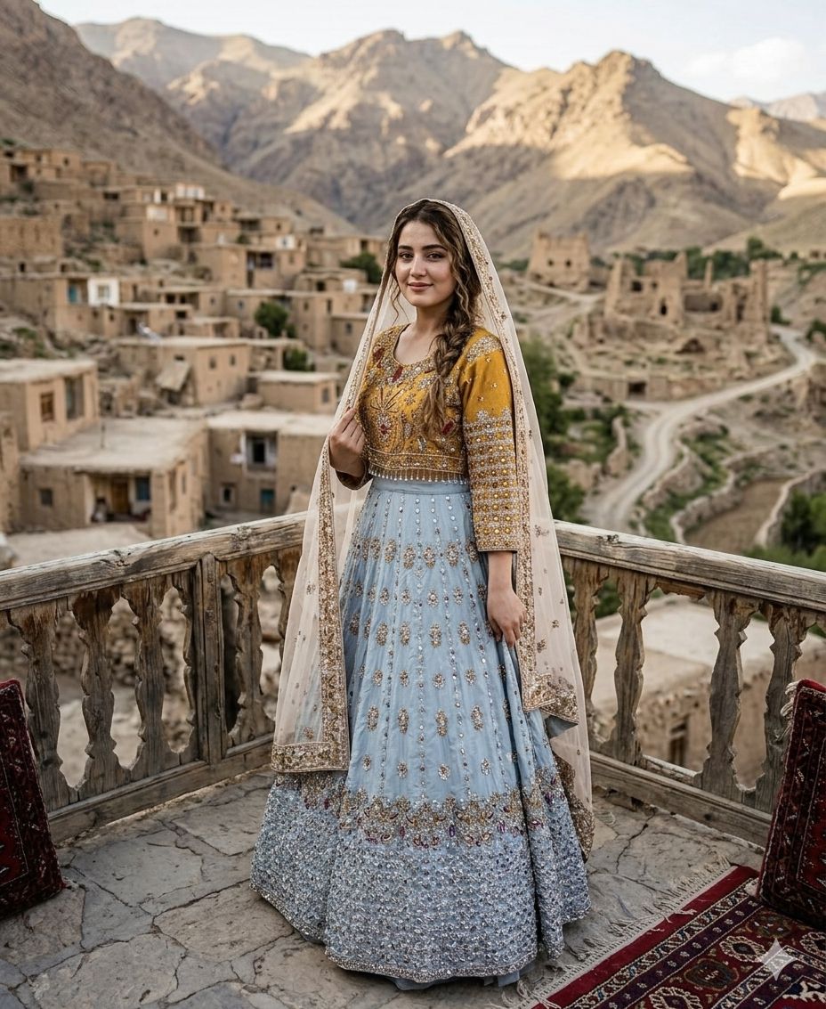 Beautiful Lenga Type Silma Work Afghani Dress - Image 5