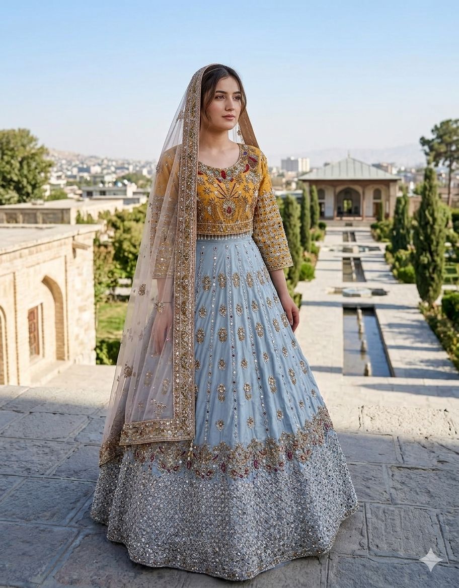 Beautiful Lenga Type Silma Work Afghani Dress - Image 3