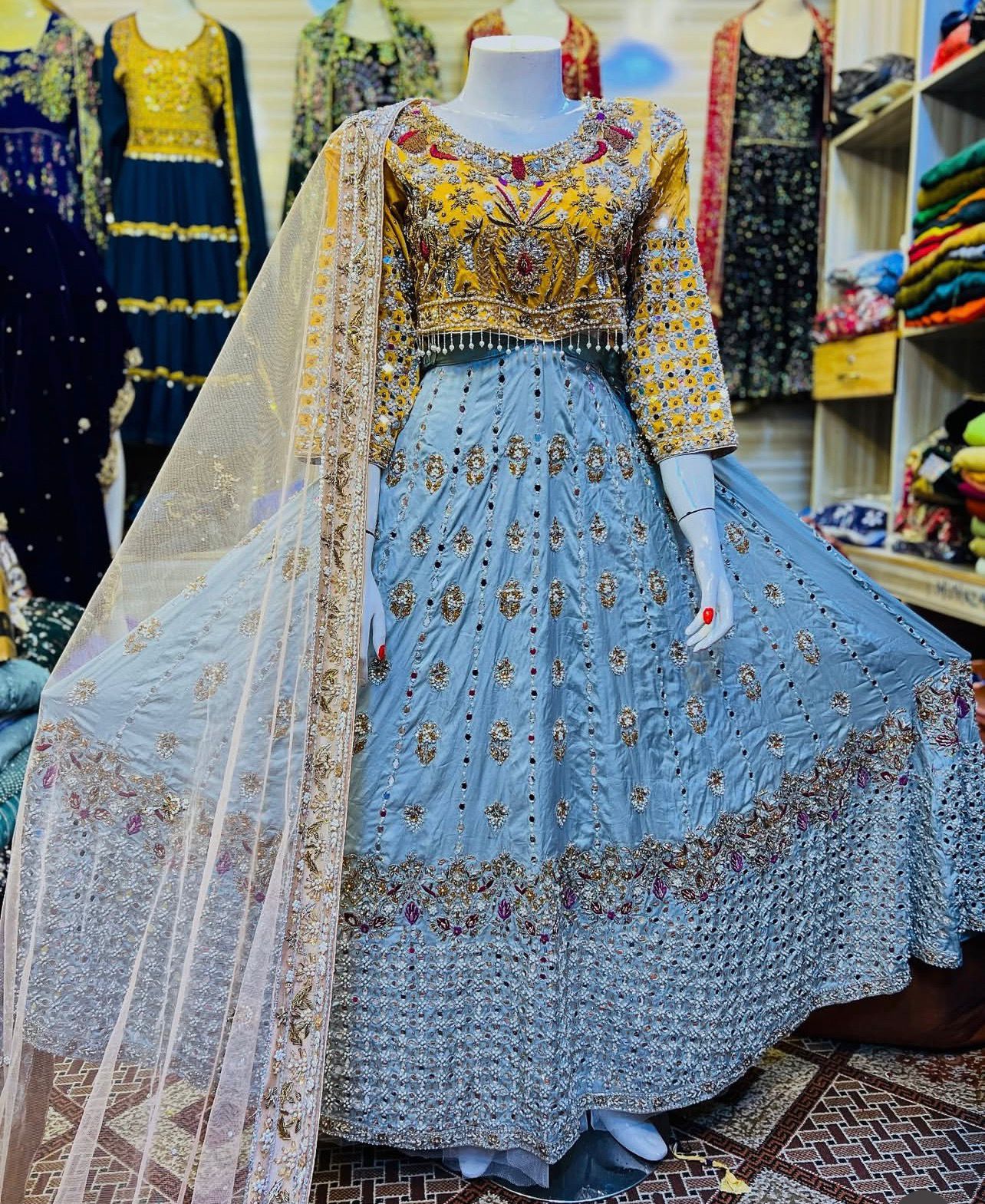 Beautiful Lenga Type Silma Work Afghani Dress - Image 6
