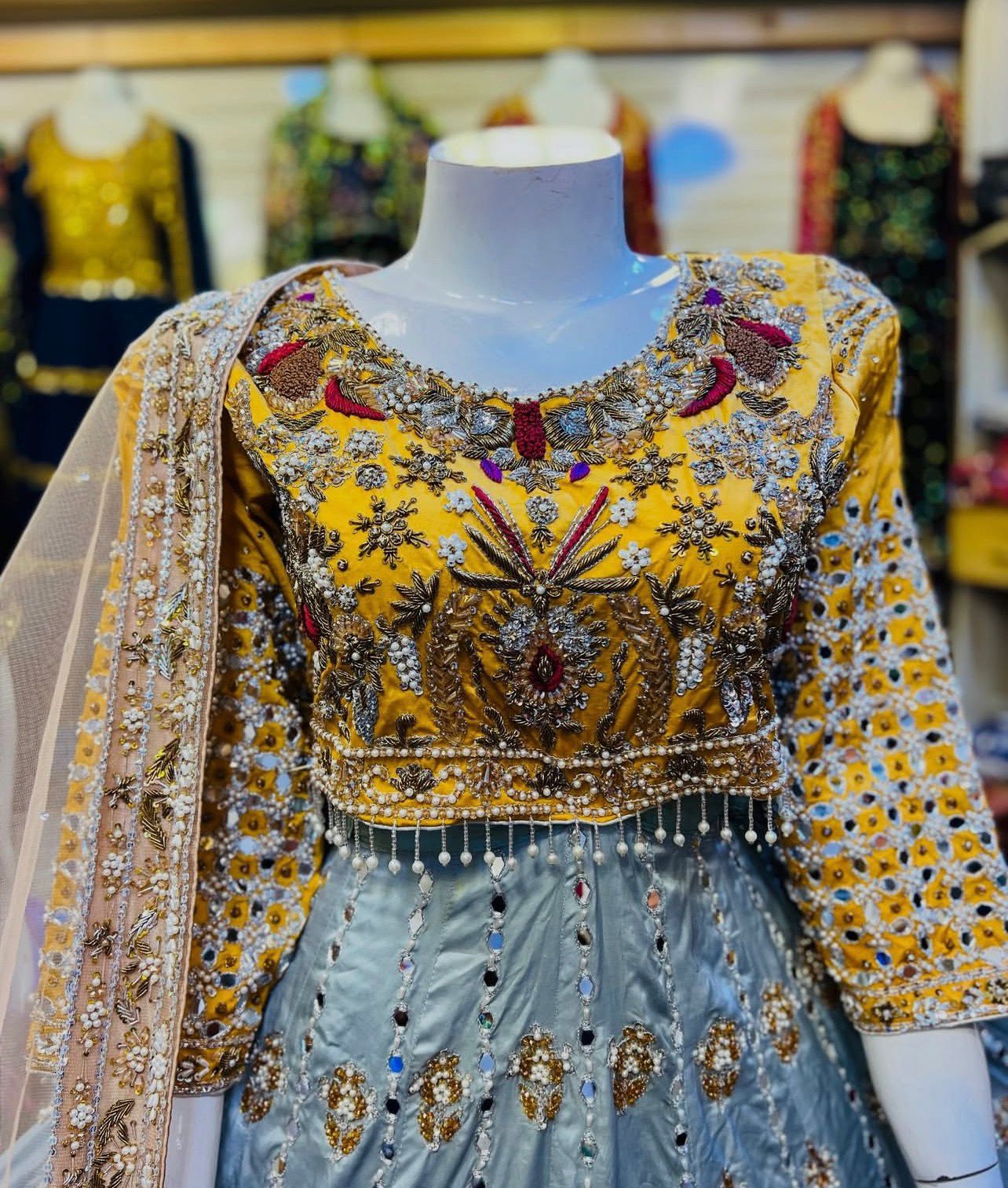 Beautiful Lenga Type Silma Work Afghani Dress - Image 7