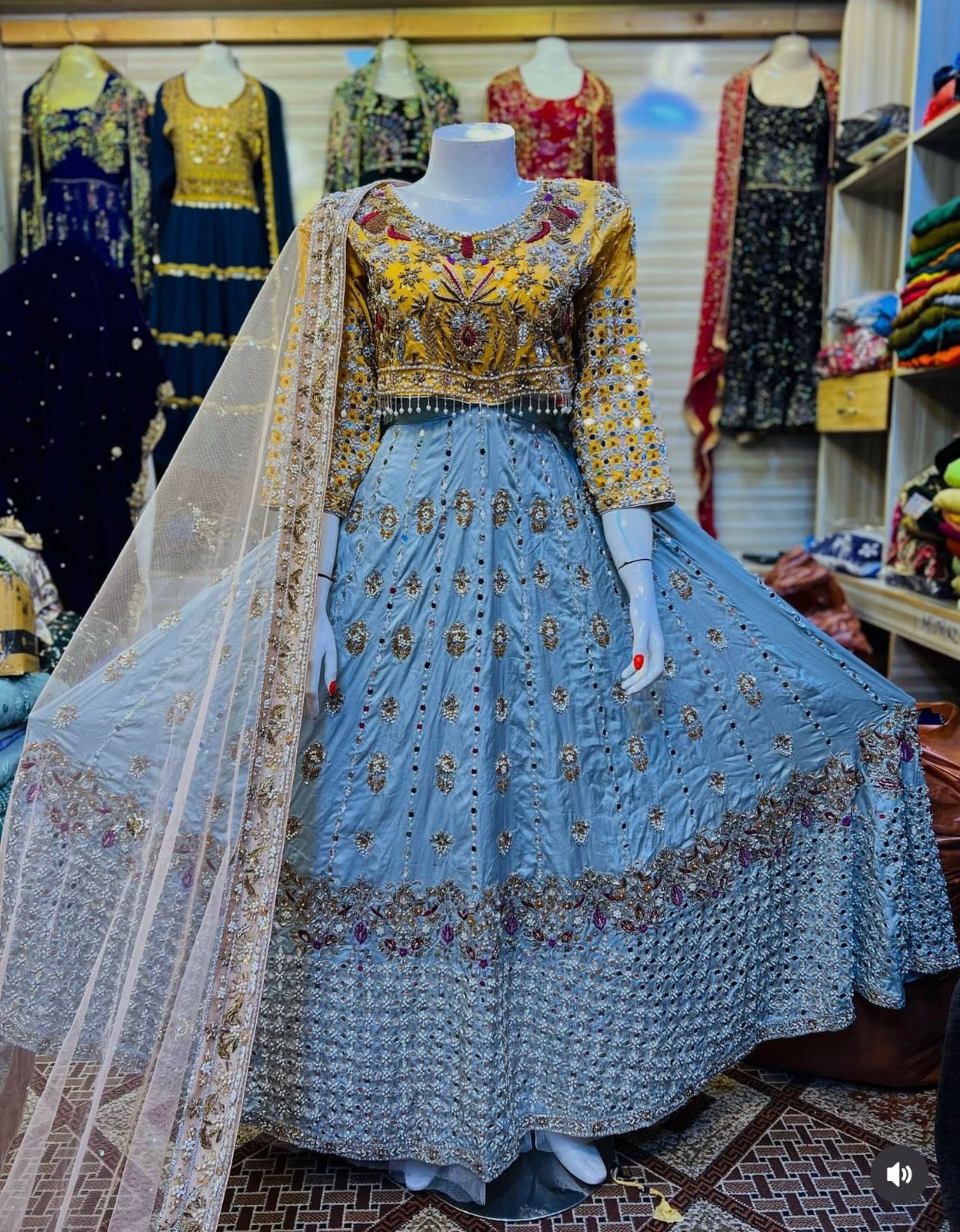 Beautiful Lenga Type Silma Work Afghani Dress - Image 8